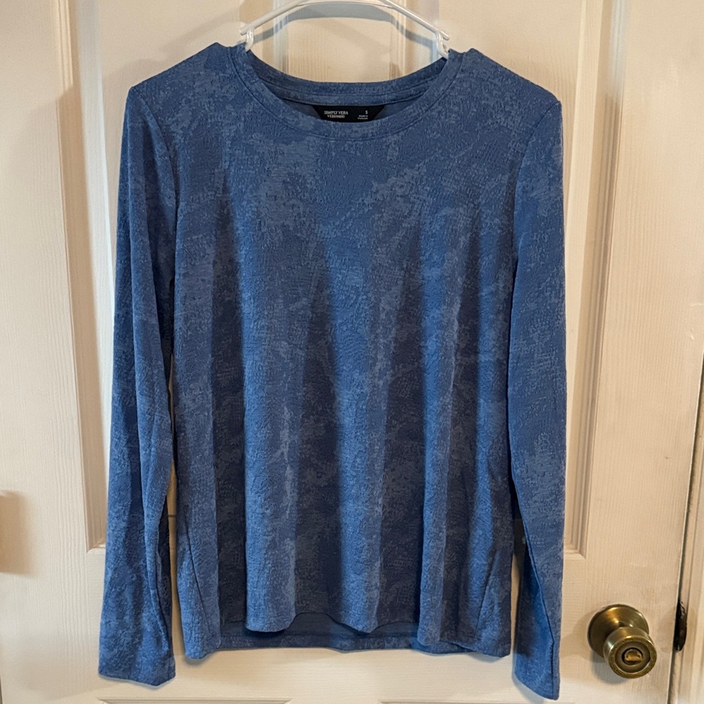 Simply Vera Vera Wang Blue Long Sleeve Top